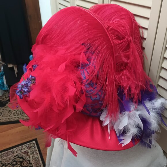 Lady Diane Red and Purple Derby Hat